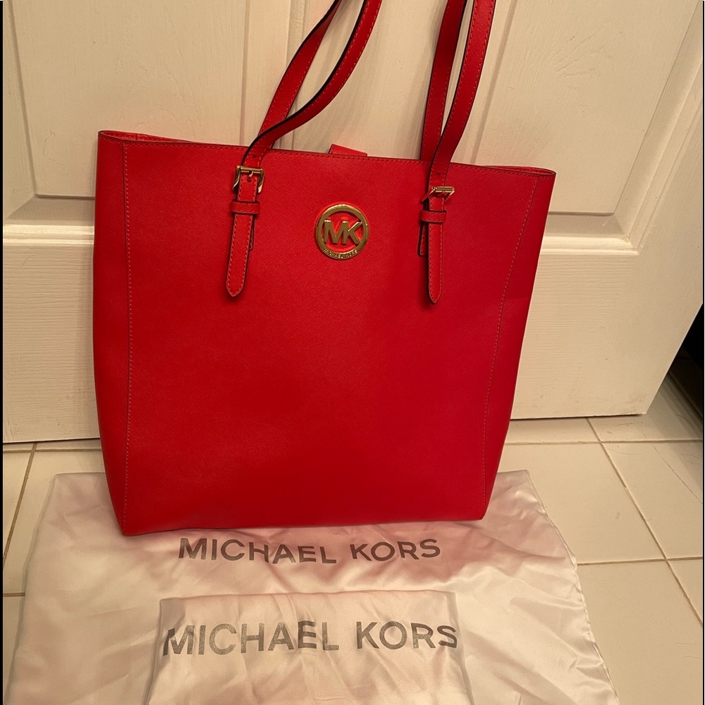Micheal Kors Red Tote Bag
